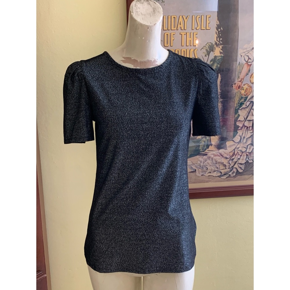 Express Black and Silver Lurex Top